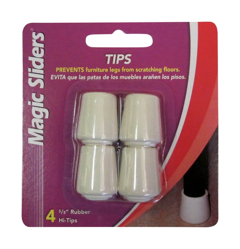 Magic Sliders 5954458 Rubber Round Leg Tip White 0.75 in. Pack of 4