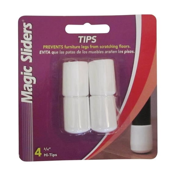 Magic Sliders 5953674 Vinyl Round Leg Tip, White - 0.75 in. - Pack of 4