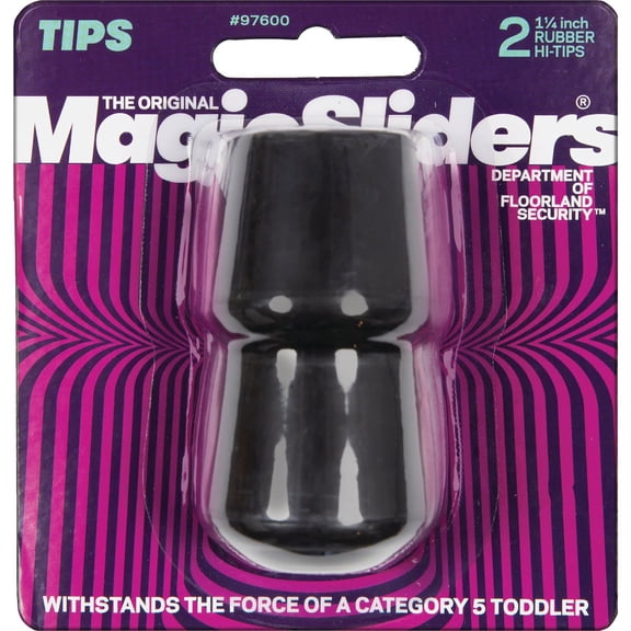 Magic Sliders 5954185 Rubber Round Leg Tip, Black - 1.25 in. - Pack of 2