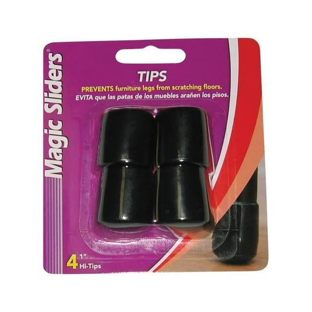 Magic Sliders 5955489 Vinyl Round Leg Tip, Black - 1 in. - Pack of 4