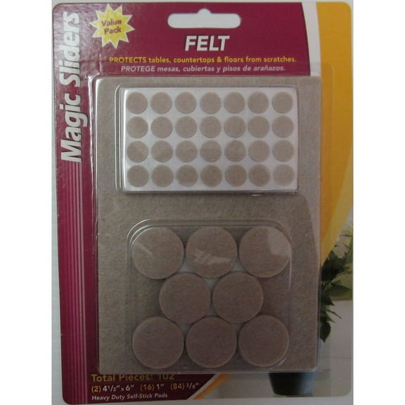 Magic Sliders Assorted Felt Round Pad Assortment,(102-Count) 63979