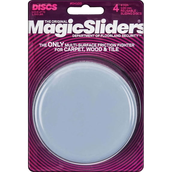 MAGIC SLIDERS L P Surface Protectors, Furniture Sliding Discs, Adhesive, 4-In. Round, 4-Pk. 04100