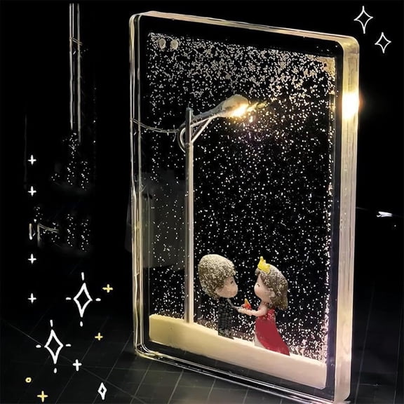 Magic Snow Lamp, Snowy Night Street Lamp Snow Globe Light, Snowy Night Street Lamps Night Light, Nightlight with 3 Brightness Levels for Bedroom Christmas Indoor Party Decoration (5.9*2.95 Inch)