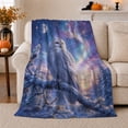 thumbnail image 1 of Magic Snowy Owl Winter Night Sky Enchanted Celestial, Peaceful Mountain Lake Scene, Warm Flannel Blanket for Cabin and Lodge, Outdoor Lovers Camping Gift, Fantasy Home Decor, 1 of 7