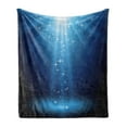 thumbnail image 1 of Magic Soft Flannel Fleece Throw Blanket, Starry Night Sky Vibrant Blue Tones Exploding Flakes Illustration, Cozy Plush for Indoor and Outdoor Use, 60" x 80", Night Blue Sky Blue, by Ambesonne, 1 of 6