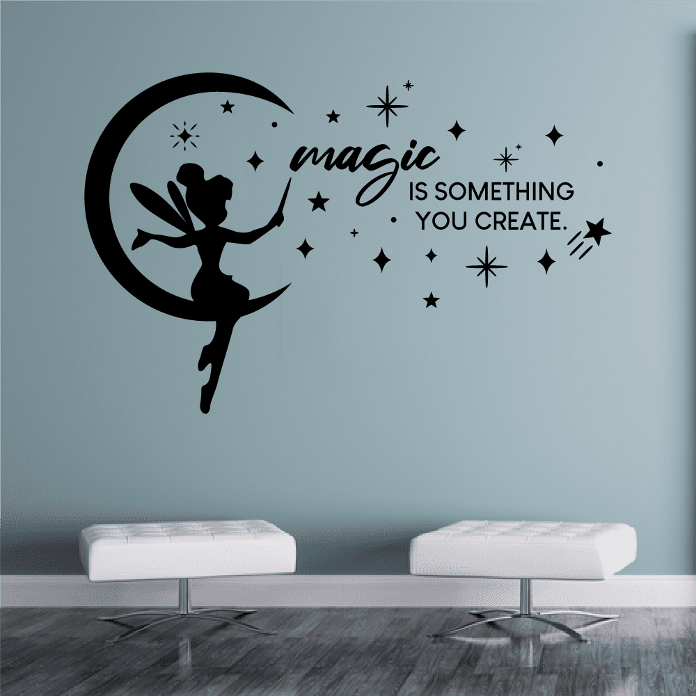 Magic Is Something You Create - Tinkerbell Quote Cute Tinkerbell Silhouette  Peter Pan CharacterVinyl Wall Art Sticker Wall Decal Decoration Home Room  Classroom Nursery Living Room Size (22x30 inch) - Walmart.com, image size:1000x1000