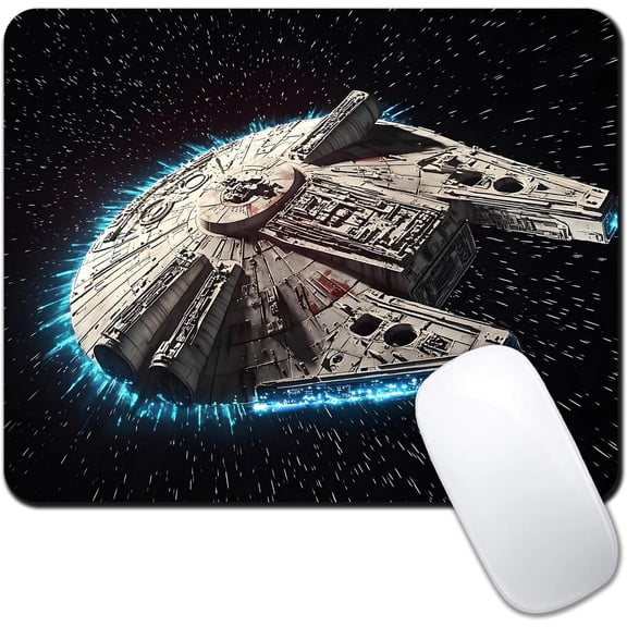 Magic Spacecraft Space Custom Mouse Pad, Ultra-Smooth Textured Small Mousepad Design with Non-Slip Rubber Base, Personalized Computer Mouse Pads for PC & Wireless Laptop Portable Size 9.5x7.9 Inch