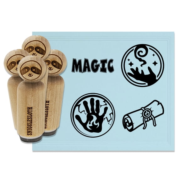 Magic Spells Scroll Sorcerer Mage Wizard Rubber Stamp Set for Scrapbooking Crafting Stamping - Mini 1/2 Inch