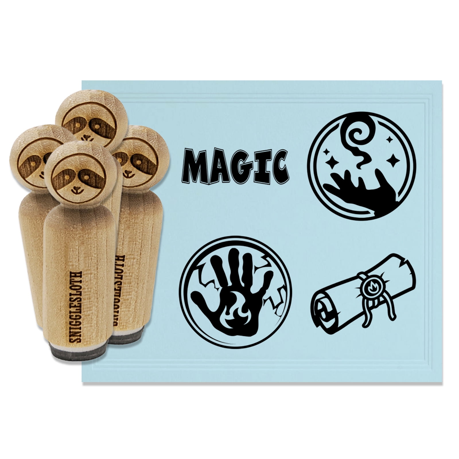 Card Making Magic Stamp Set Magic Spells Scroll Sorcerer Mage Wizard Rubber Stamp Set for ...