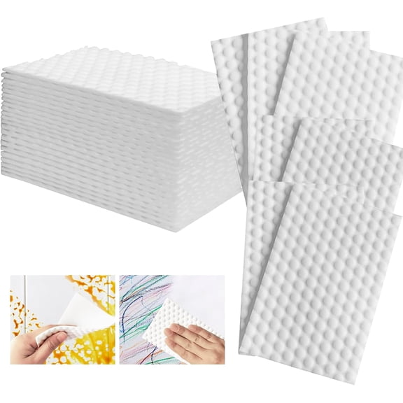 Magic Sponge Eraser Sheets, 52Pcs All-Purpose White Melamine Sponge Convex Point Disposable Magic Cleaning Wipes for Furniture Kitchenware, Hard-to-Reach Places, Shoe