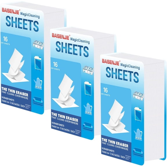 Magic Sponge Eraser Sheets,Melamine Sponge Eraser for Cleaning Kitchen Bathroom Furniture,Portable,Easy to Use,Just Add Water (48 PCS)