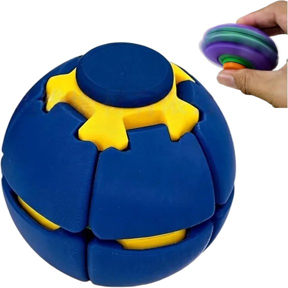 Magic Squishy Spinning Ball, Funny Stress Ball, Stress Relief & Anxiety Desk Accessory (Blue)