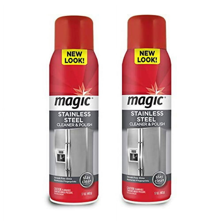 https://i5.walmartimages.com/seo/Magic-Stainless-Steel-Cleaner-Aerosol-17-Ounce-2-Pack-Removes-Fingerprints-Residue-Water-Marks-Grease-Appliances-Refrigerator-Dishwasher-Oven-Grill_05ae2c4d-a977-4a4b-95e3-630cfcc0ab7c.a8f898ad12d3a855eeb1b5ad18302c88.jpeg?odnHeight=768&odnWidth=768&odnBg=FFFFFF