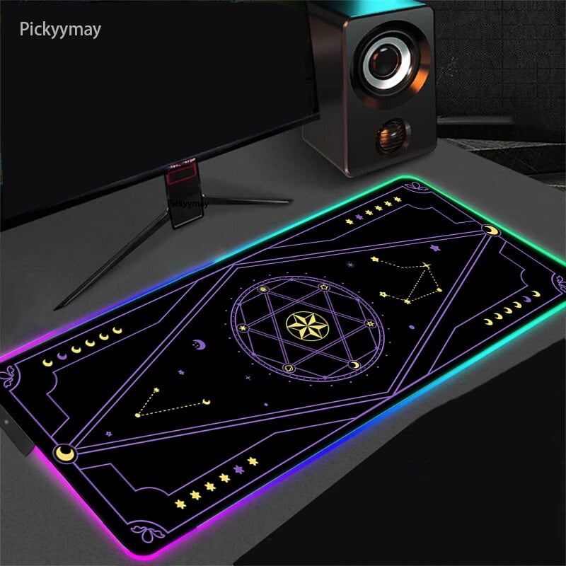 Magic Star Moon Mousepad RGB Keyboard LED Light Desk Mat Colorful
