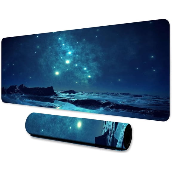 Magic Starry Sky Mouse Pad 31.5x11.8 Inches Fantasy Universe Outer Space Mountains Oceans Pattern Printed Game Mouse Pad for Home Studio Keyboard Table Mat BDHYMN91