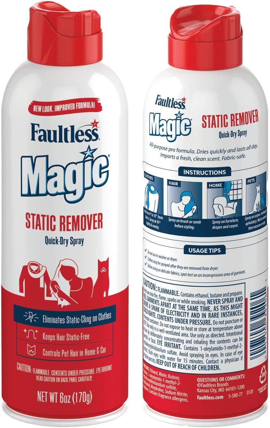 Magic Static Remover, Pack of 2 No More Cling Static Spray