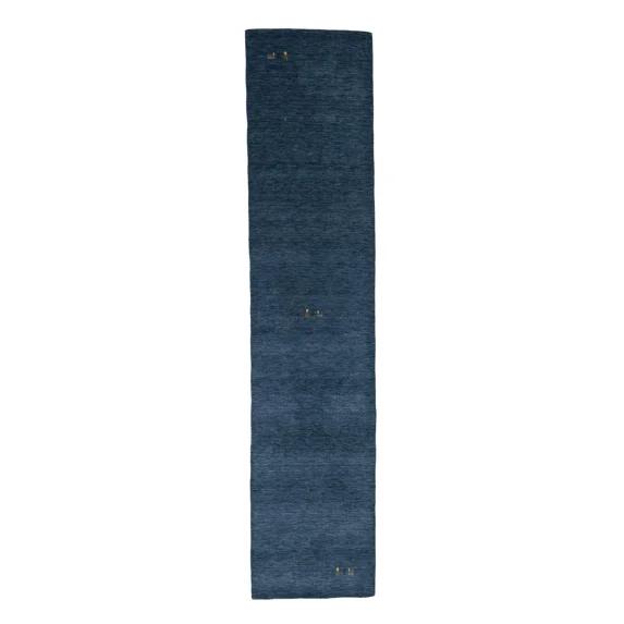 Magic Steel Blue Pictorial Gabbeh Modern Runner Rug, 3' x 12'