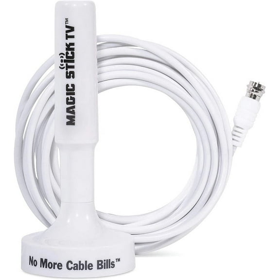 Magic Stick TV MS50A Indoor TV Antenna with 16.5 ft Coaxial Cable, with 70 Miles Reception Range