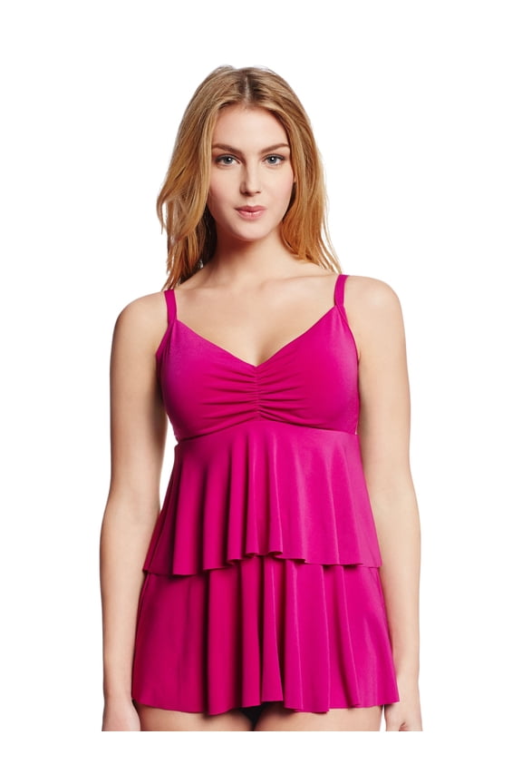 Magic Suit Women's Katie Ruffle Front Tankini, Magenta, 8