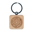thumbnail image 1 of Magic Summoning Circle with Runes Square Keychain Charm Tag - Engraved Wood, 1 of 6