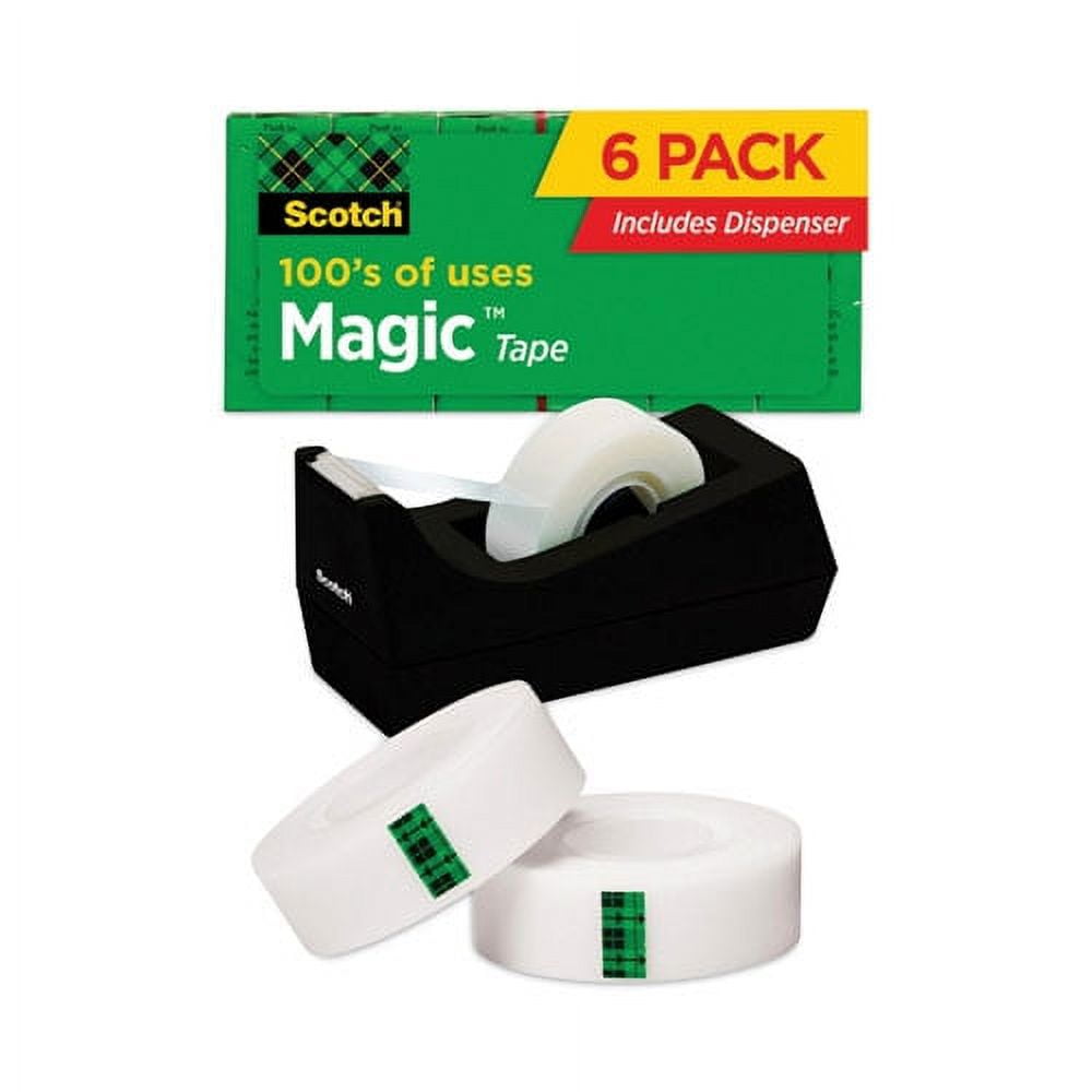 Magic Tape Desktop Dispenser Value Pack, 1" Core, 0.75" X 83.33 Ft, Clear, 6/pack | Bundle of 2 Packs