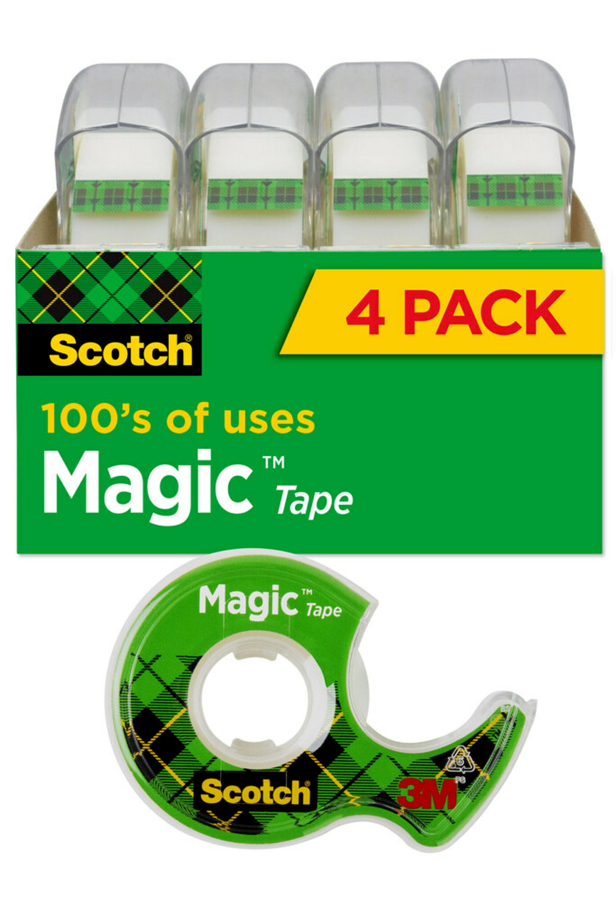 Magic Tape In Handheld Dispenser, 1" Core, 0.75" X 25 Ft, Clear, 4/pack | Bundle of 5 Packs