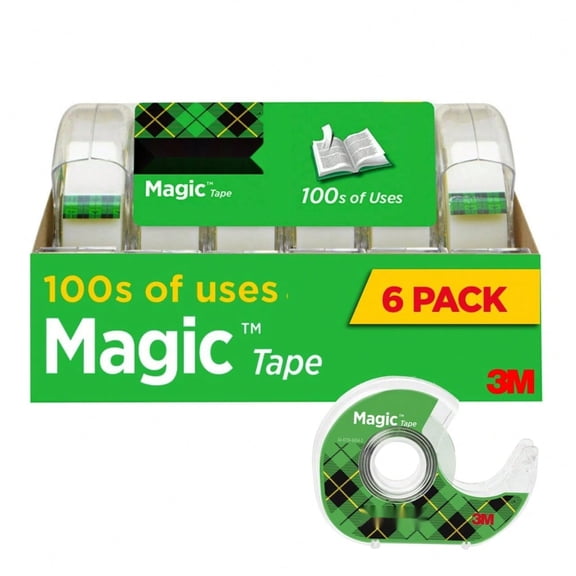 Magic Tape, Invisible, 6 Tape Rolls with Dispenders