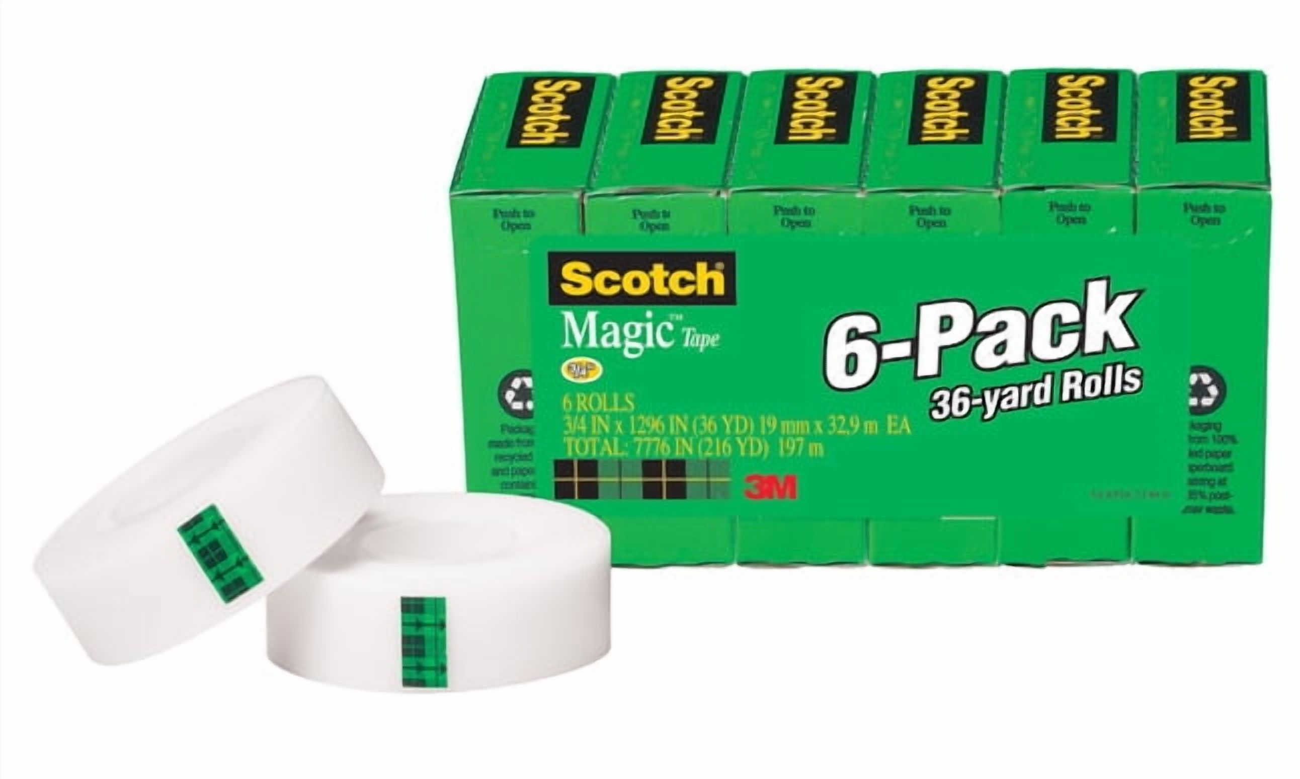 Magic Tape Refill, 1" Core, 0.75" X 36 Yds, Clear, 6/pack | Bundle of 5 Packs