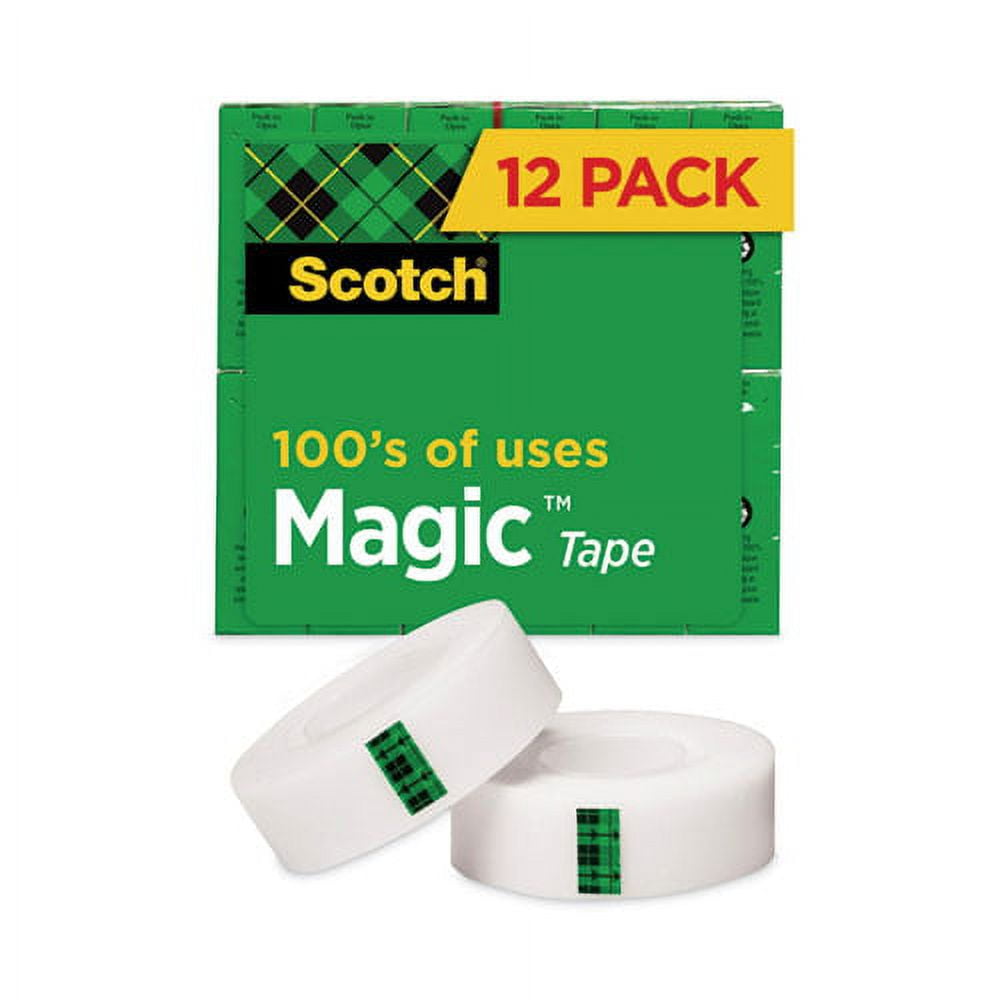 Magic Tape Value Pack, 1" Core, 0.75" X 83.33 Ft, Clear, 12/pack | Bundle of 10 Packs