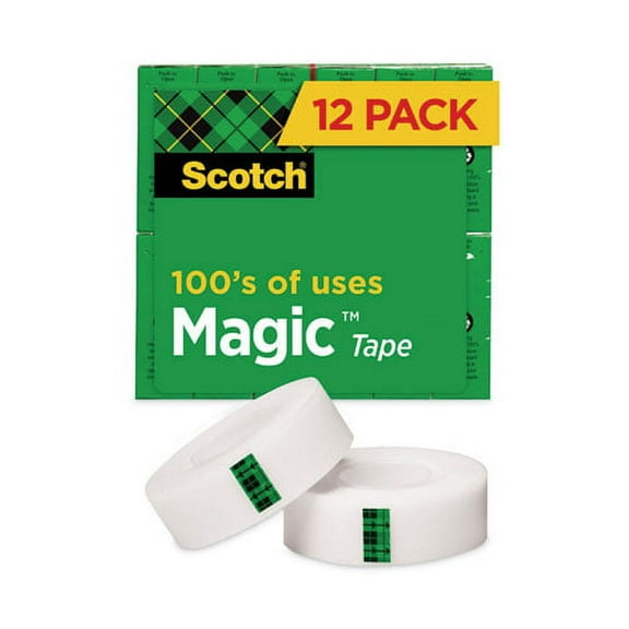 Magic Tape Value Pack, 1" Core, 0.75" X 83.33 Ft, Clear, 12/pack | Bundle of 10 Packs