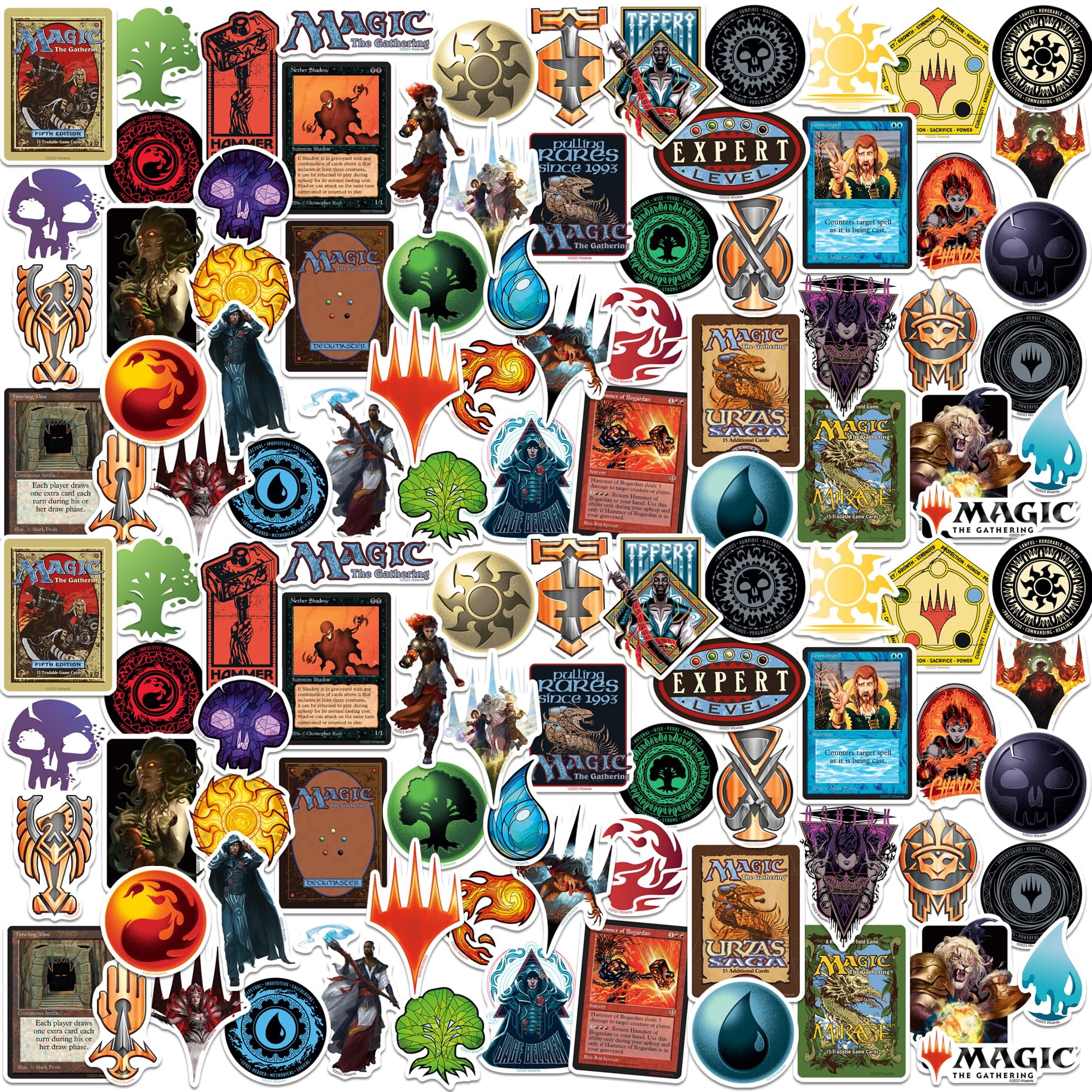 Magic: The Gathering 200ct Vinyl Large Deluxe Stickers Variety Pack  Laptop, Water Bottle, Scrapbooking, Tablet, Indoor/Outdoor  Set of 200