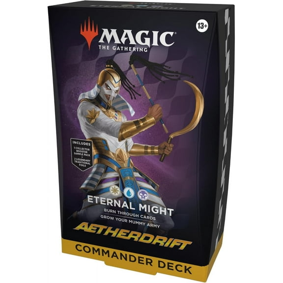 Magic: The Gathering Aetherdrift Commander Deck - Eternal Might (100-Card Deck, 2-Card Collector Booster Sample Pack + Accessories)