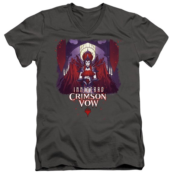 Magic The Gathering Alt Key Art Unisex Adult V-Neck T Shirt,Charcoal, Medium