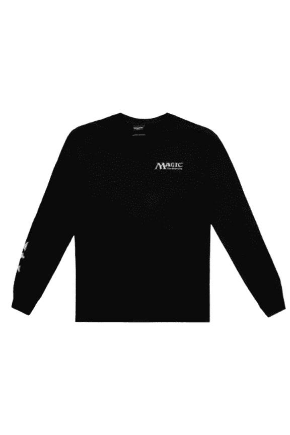 Magic The Gathering Black Lotus Card Adult Black Crew Neck Long Sleeve Shirt-Small
