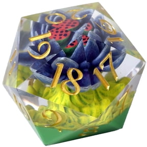 Magic The Gathering: Black Lotus - 54mm Spindown d20 - Life Counter, 3D Flower Replica Inside Resin, Green & Black, Sharp Edge, RPG Collectible Dice
