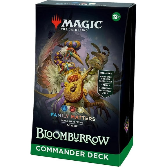 Magic: The Gathering Bloomburrow Commander Deck - Family Matters (100-Card Deck, 2-Card Collector Booster Sample Pack + Accessories)