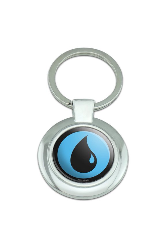 Magic: The Gathering Blue Mana Symbol Keychain Classy Round Chrome Plated Metal