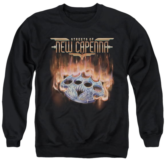 Magic The Gathering Burning Knuckles With Logo Unisex Adult Crewneck Sweatshirt (Large) Black