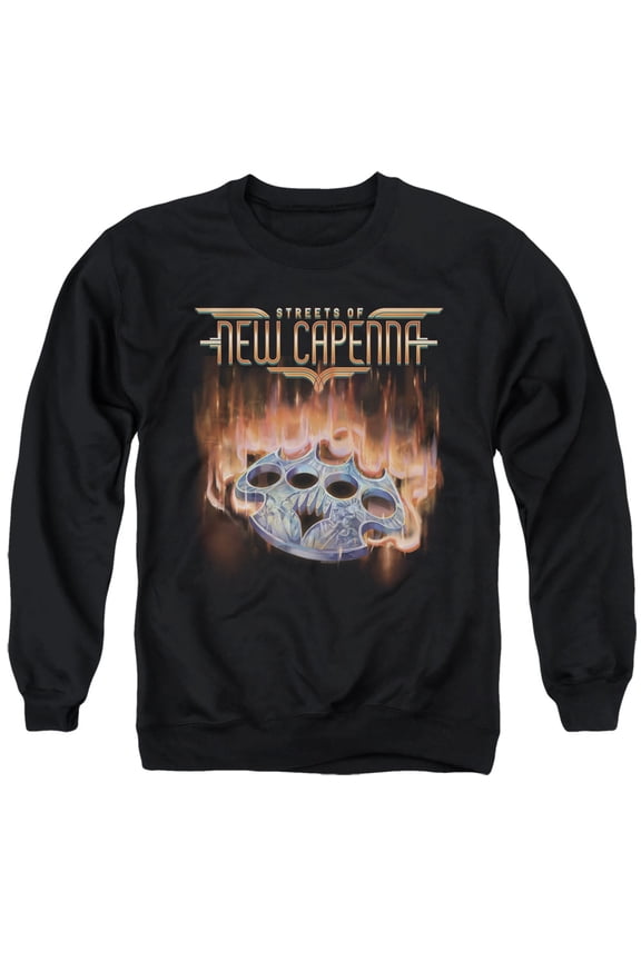 Magic The Gathering Burning Knuckles With Logo Unisex Adult Crewneck Sweatshirt (Large) Black