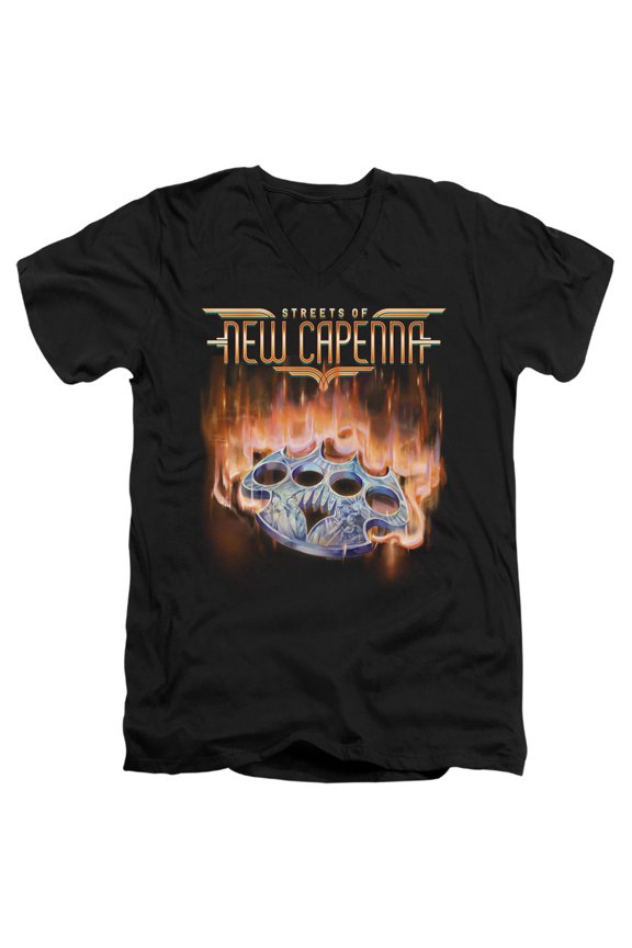 Magic The Gathering Burning Knuckles with Logo Unisex Adult V-Neck T Shirt,Black, 2X-Large