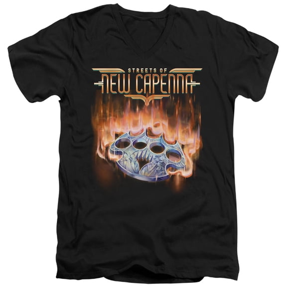 Magic The Gathering Burning Knuckles with Logo Unisex Adult V-Neck T Shirt,Black, Medium