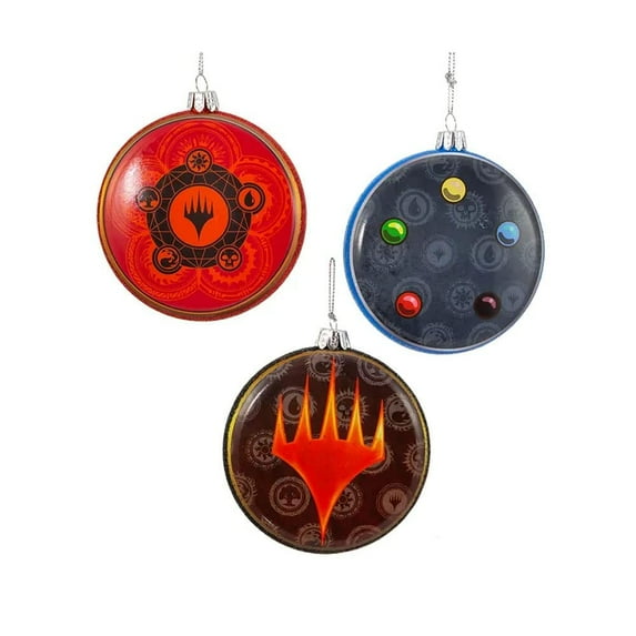 Magic The Gathering Christmas Ornament - Card Game Holiday Disc Gift Set Decoration - 3 Piece Set