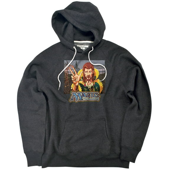 Magic: The Gathering Counterspell Retro Card Unisex Adult Slim Fit Pull-Over Heather Hoodie, Charcoal, Small