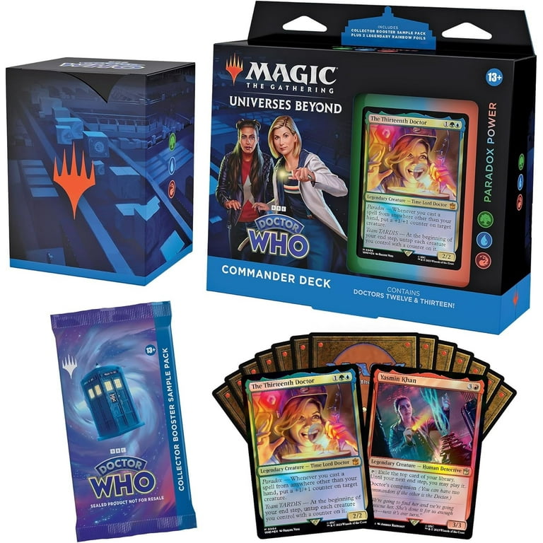 mtg doctor who commander decks list Magic The Gathering Deck Bundle Includes All 4 (1 Masters of Evil, 1 Blast from The Past, 1 Timey-Wimey, and 1 Paradox Power Deck Set) Toys & Games mtg doctor who commander decks