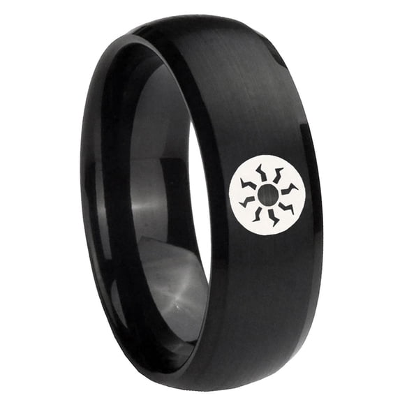 Magic The Gathering Dome Brush Black Polish Edge Men's Ring 10MM