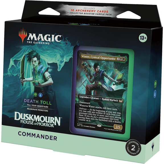 Magic: The Gathering Duskmourn: House of Horror Commander Deck - Death Toll (100-Card Deck, 2-Card Collector Booster Sample Pack + Accessories)