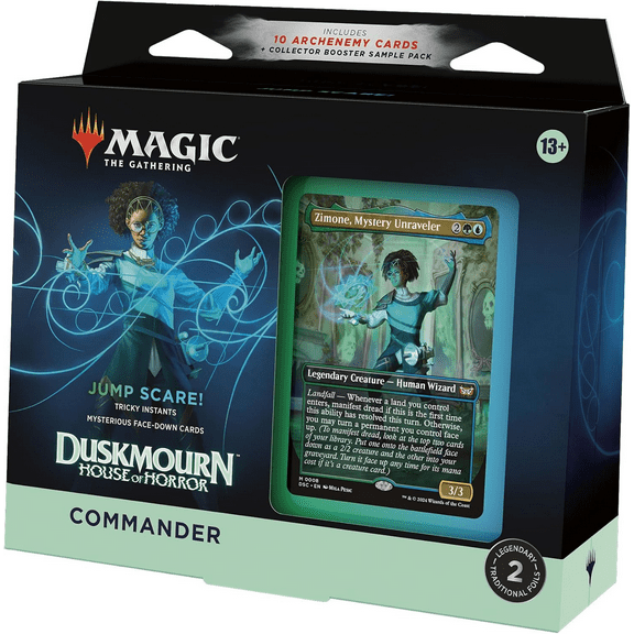 Magic: The Gathering Duskmourn: House of Horror Commander Deck - Jump Scare! (100-Card Deck, 2-Card Collector Booster Sample Pack + Accessories)