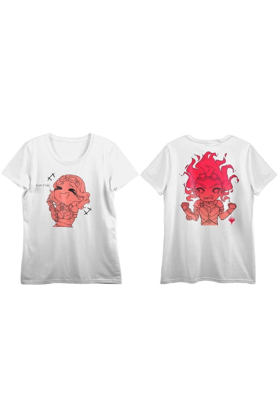 Magic The Gathering Fiery Transformation Junior's White T-shirt-XXL