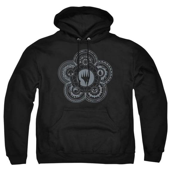 Magic The Gathering Icon Glyph Unisex Adult Pull-Over Heather Hoodie, 2X-Large, Black