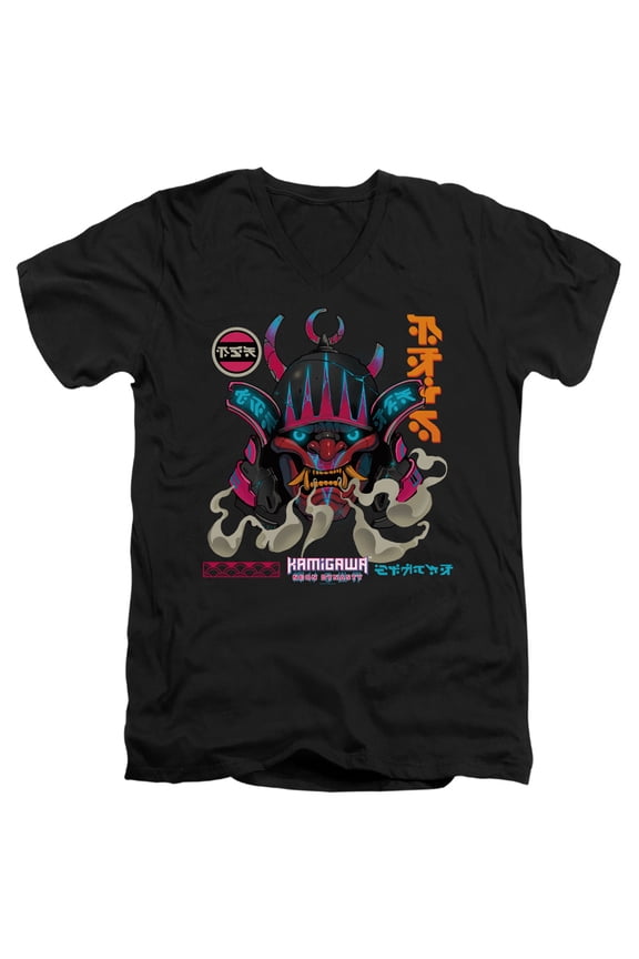 Magic The Gathering MTG ND Mask Unisex Adult V-Neck T Shirt,Black, 2X-Large